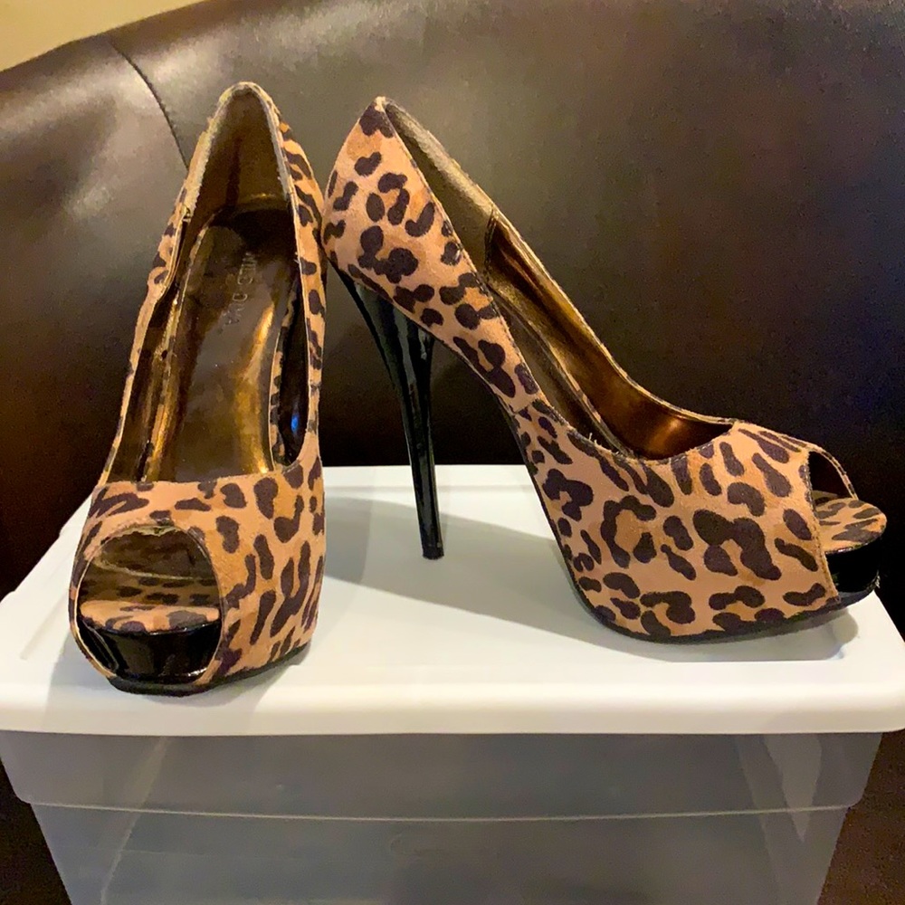 Cheetah Print Peep Toe Heels